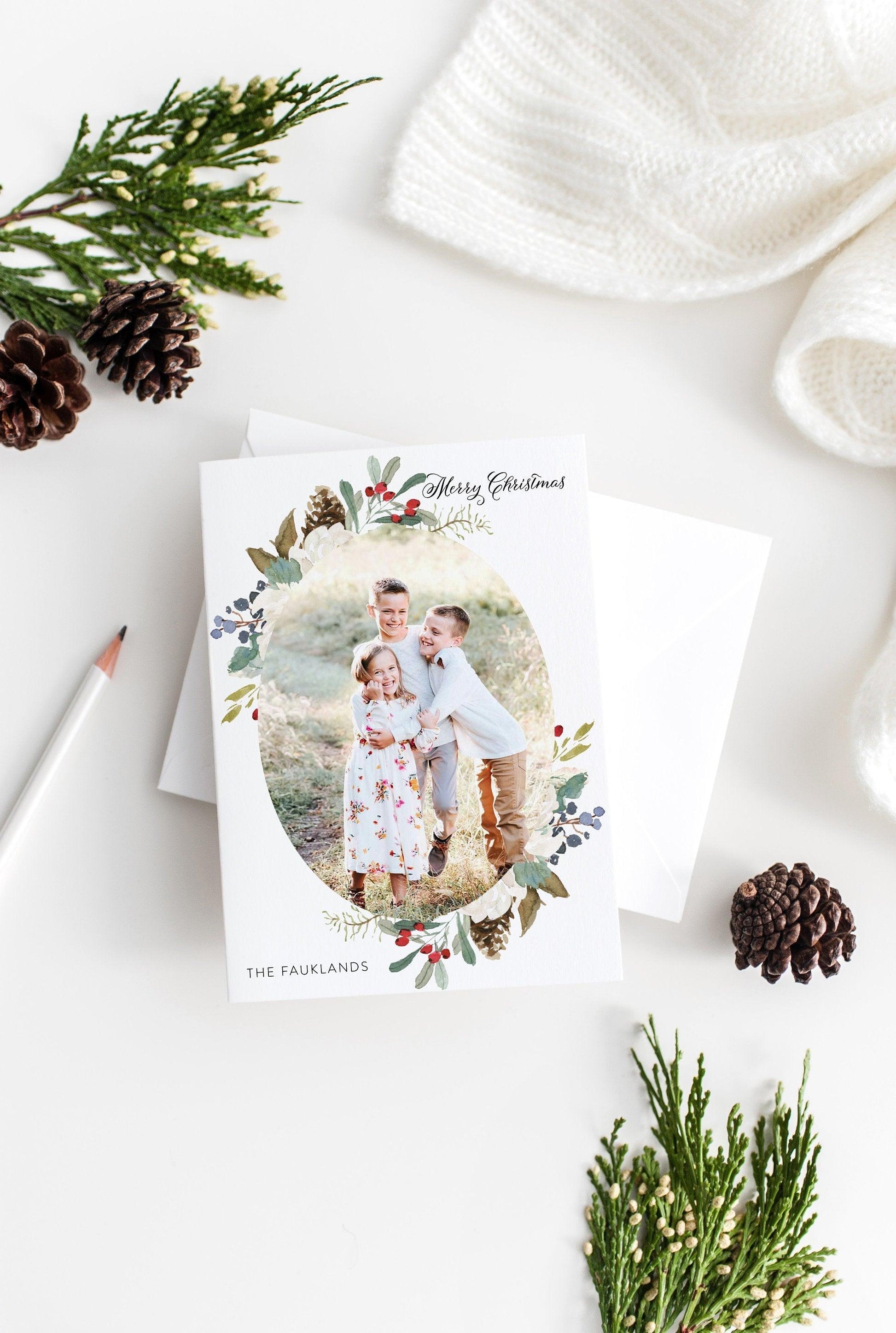 Photo Christmas Card Template, christmas card templates for photographers - SELENA - SAVVY PAPER CO
