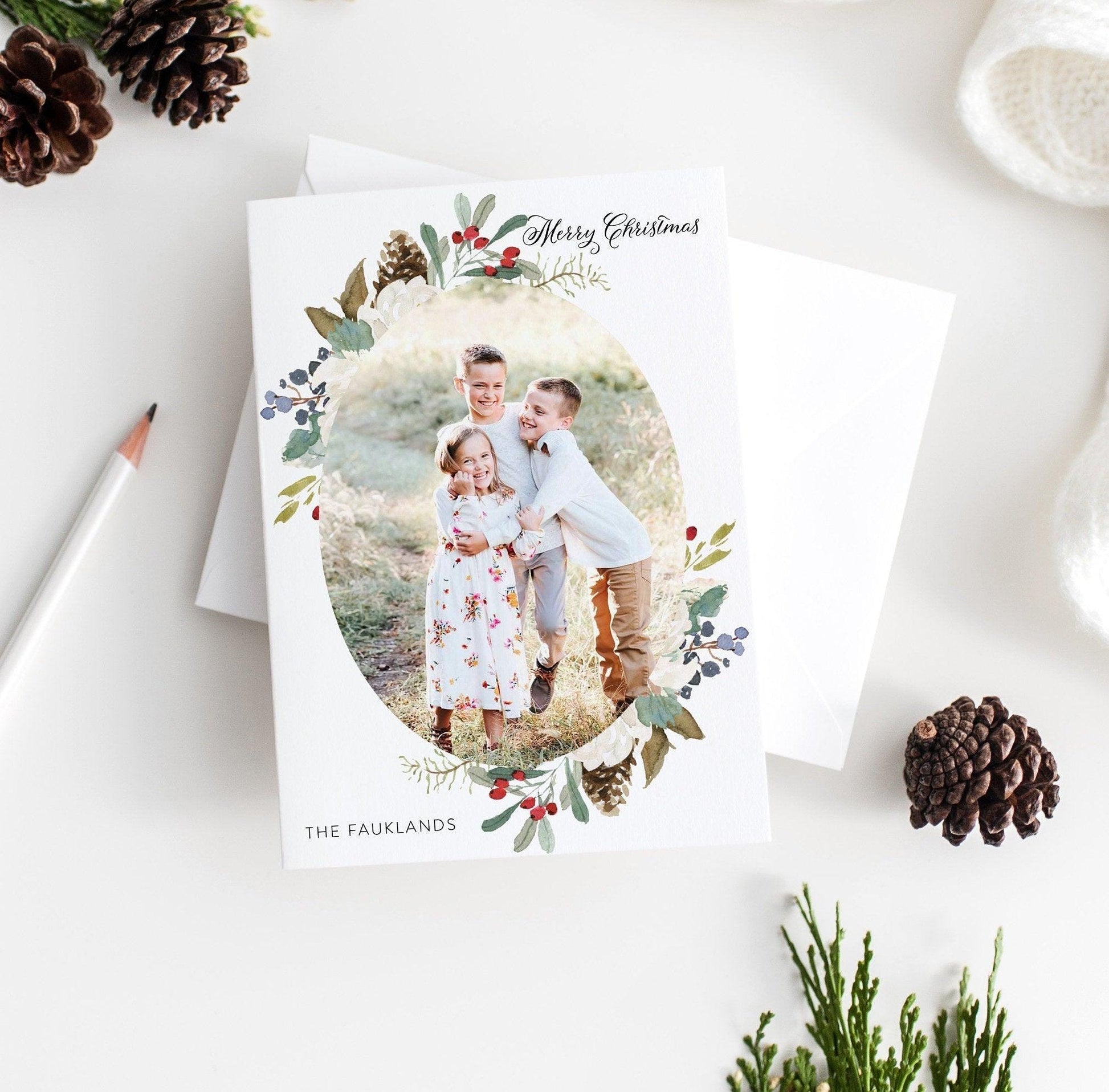 Photo Christmas Card Template, christmas card templates for photographers - SELENA - SAVVY PAPER CO