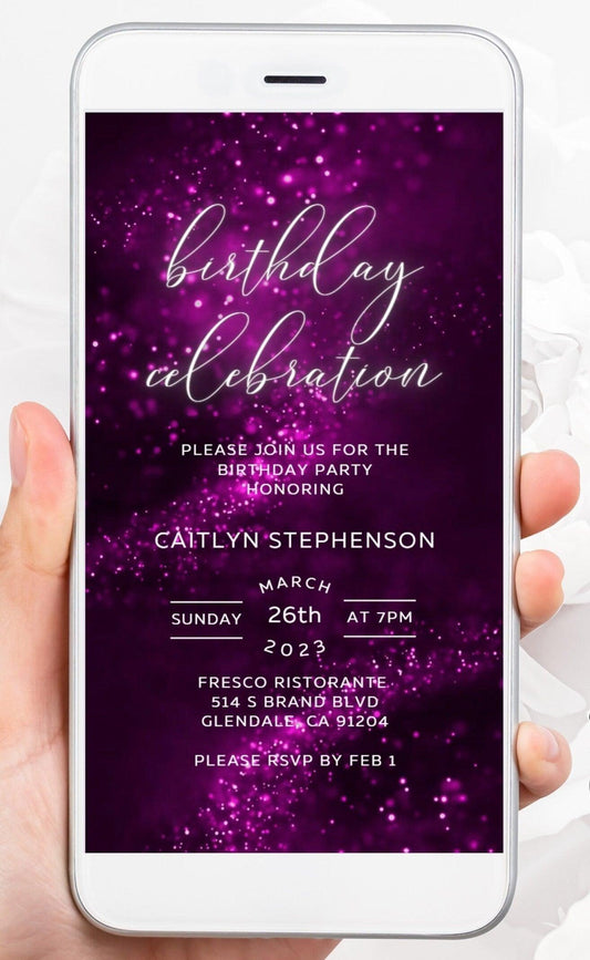 Pink Digital Birthday Dinner Invitation template for women electronic invitations any age edit in Canva evite send online instant download - SAVVY PAPER CO