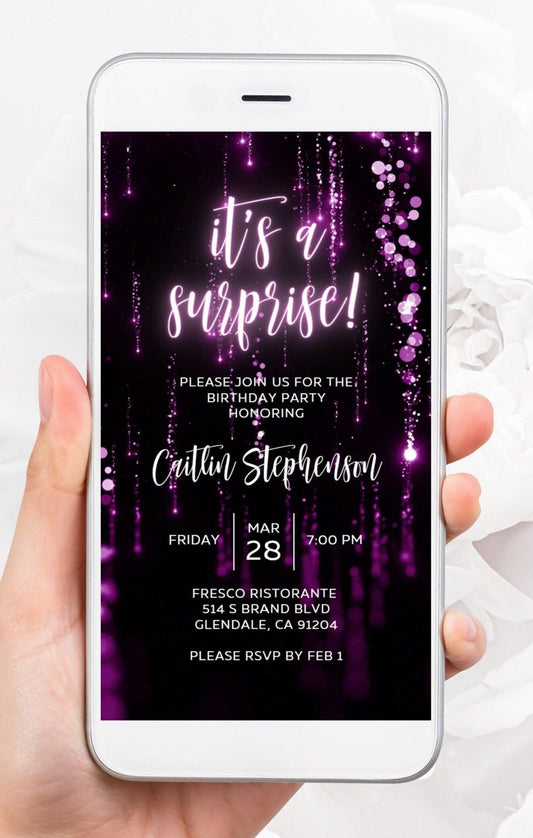 Pink Digital Birthday Party Invitation template for women electronic invitations any age edit in Canva evite send online instant download - SAVVY PAPER CO