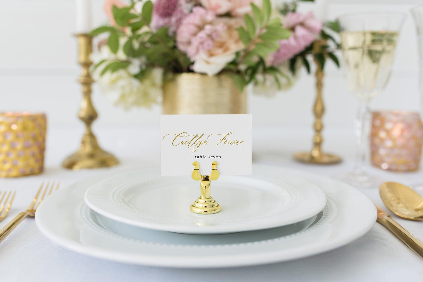 Place Card Template Templett Wedding Escort Cards Printable Place Card, Place Cards Gold Editable Wedding - Grace - SAVVY PAPER CO