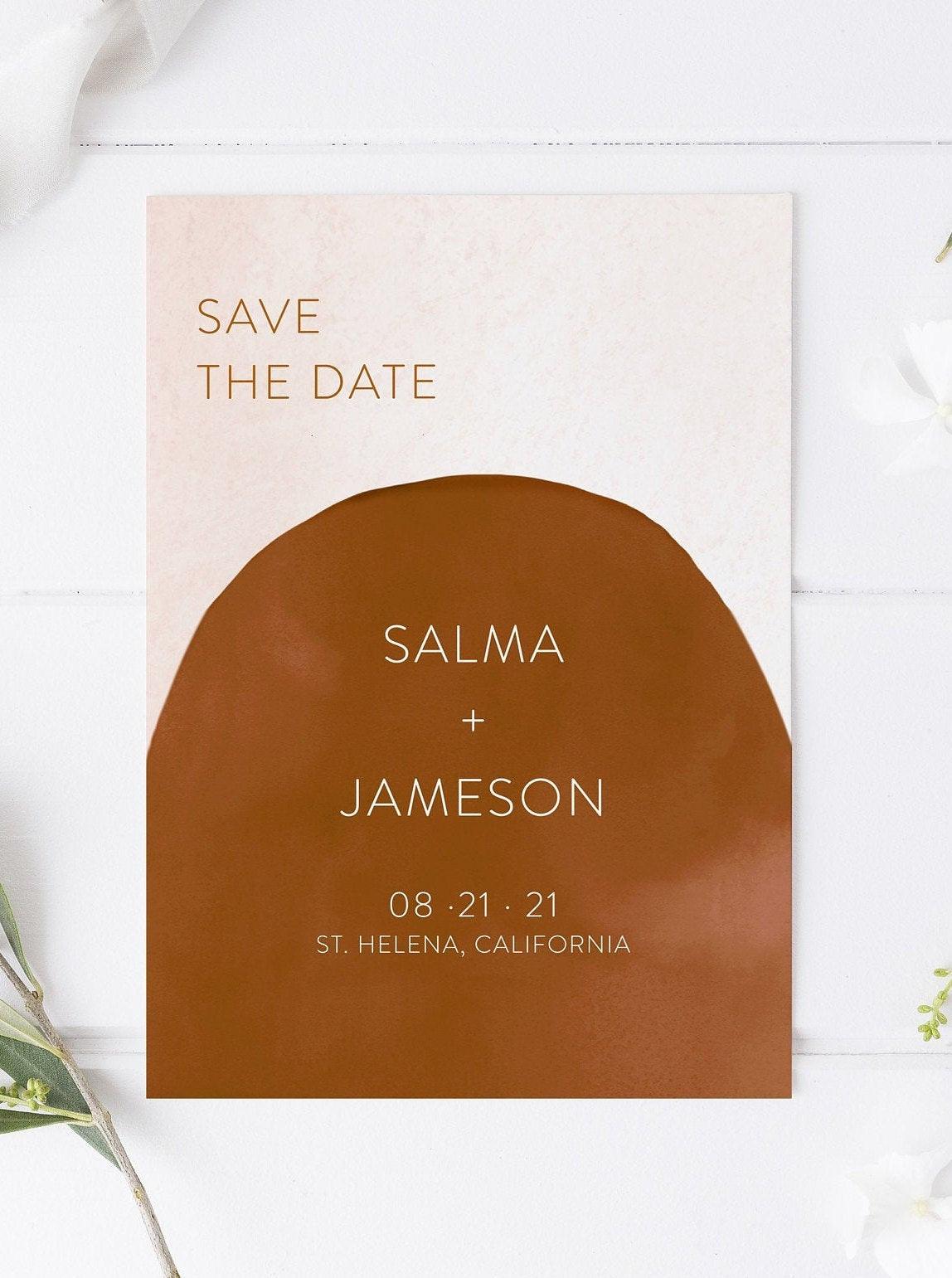 Printable Abstract Save-the-Date Template, Engagement Invite, 100% editable text Modern Wedding Templett - Salma - SAVVY PAPER CO