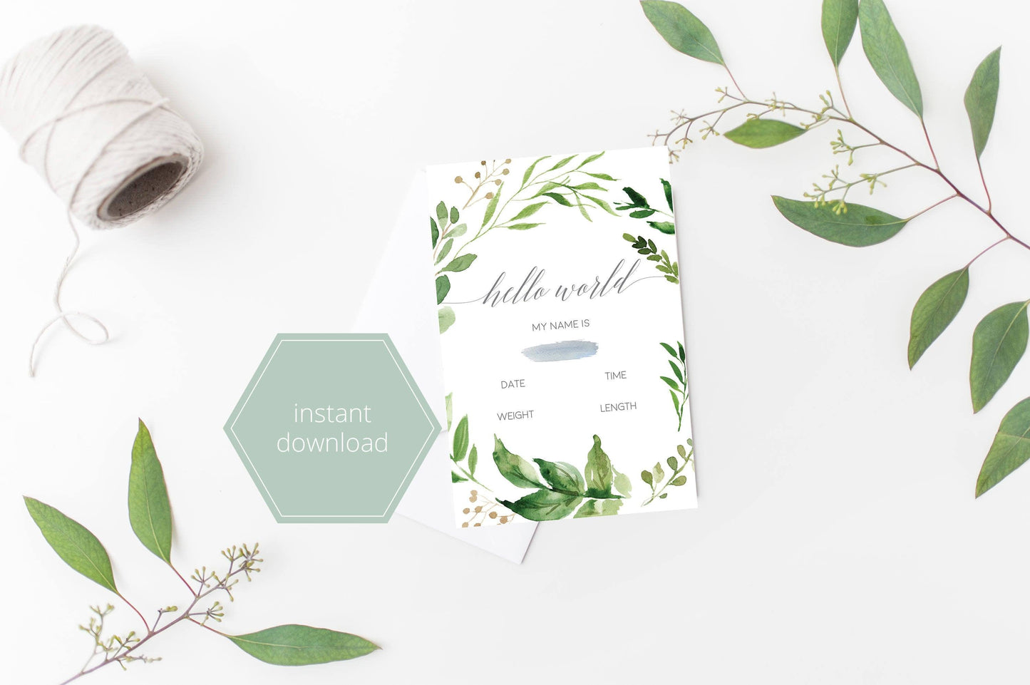 Printable Baby Milestone Cards, Baby Shower Gift, Baby, New Baby Gift, Baby Photo Props, Greenery Baby Shower #WB2 - SAVVY PAPER CO