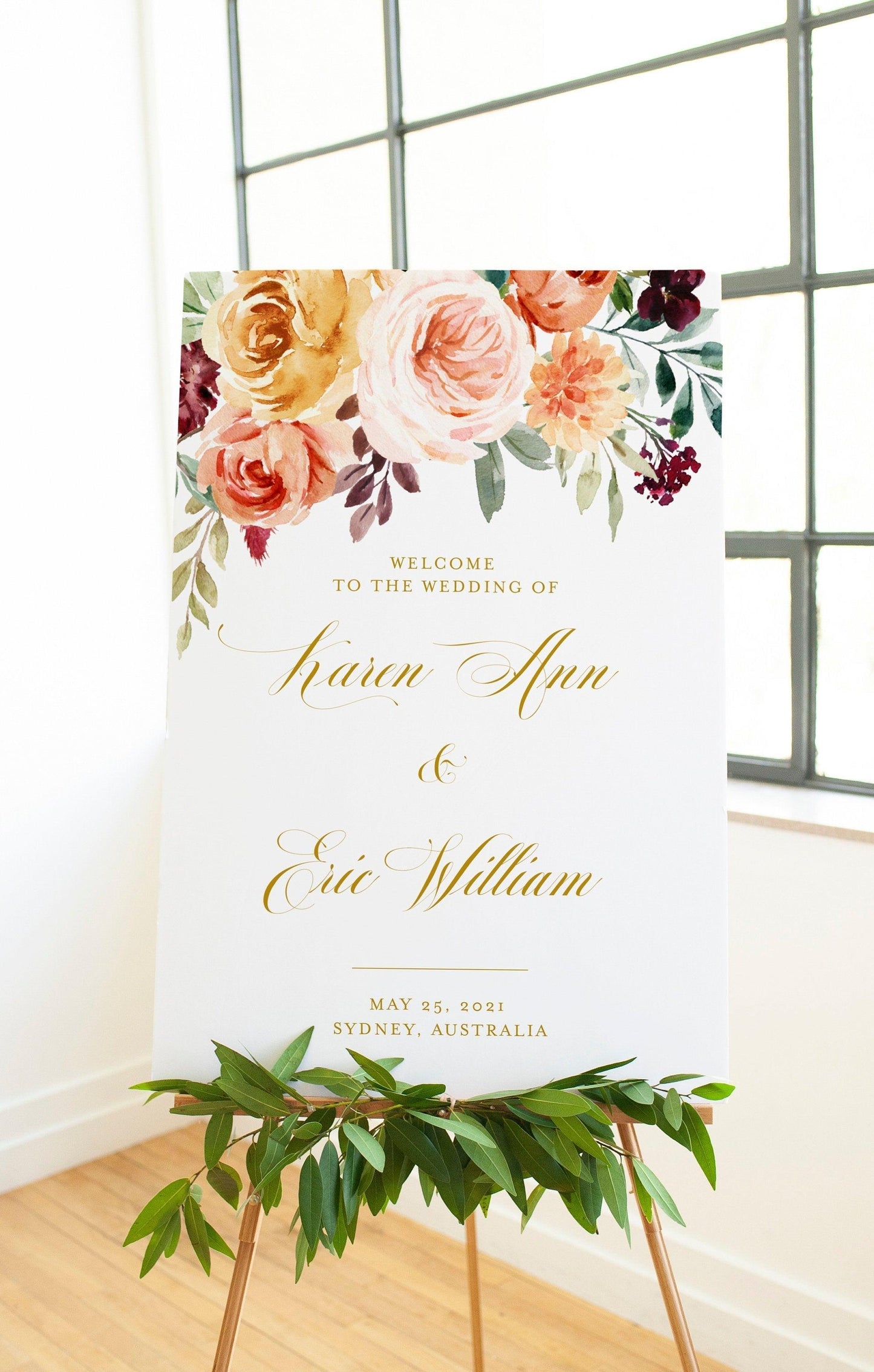 Printable Blush Floral Wedding Welcome Sign Editable Template Instant Download - Karen - SAVVY PAPER CO