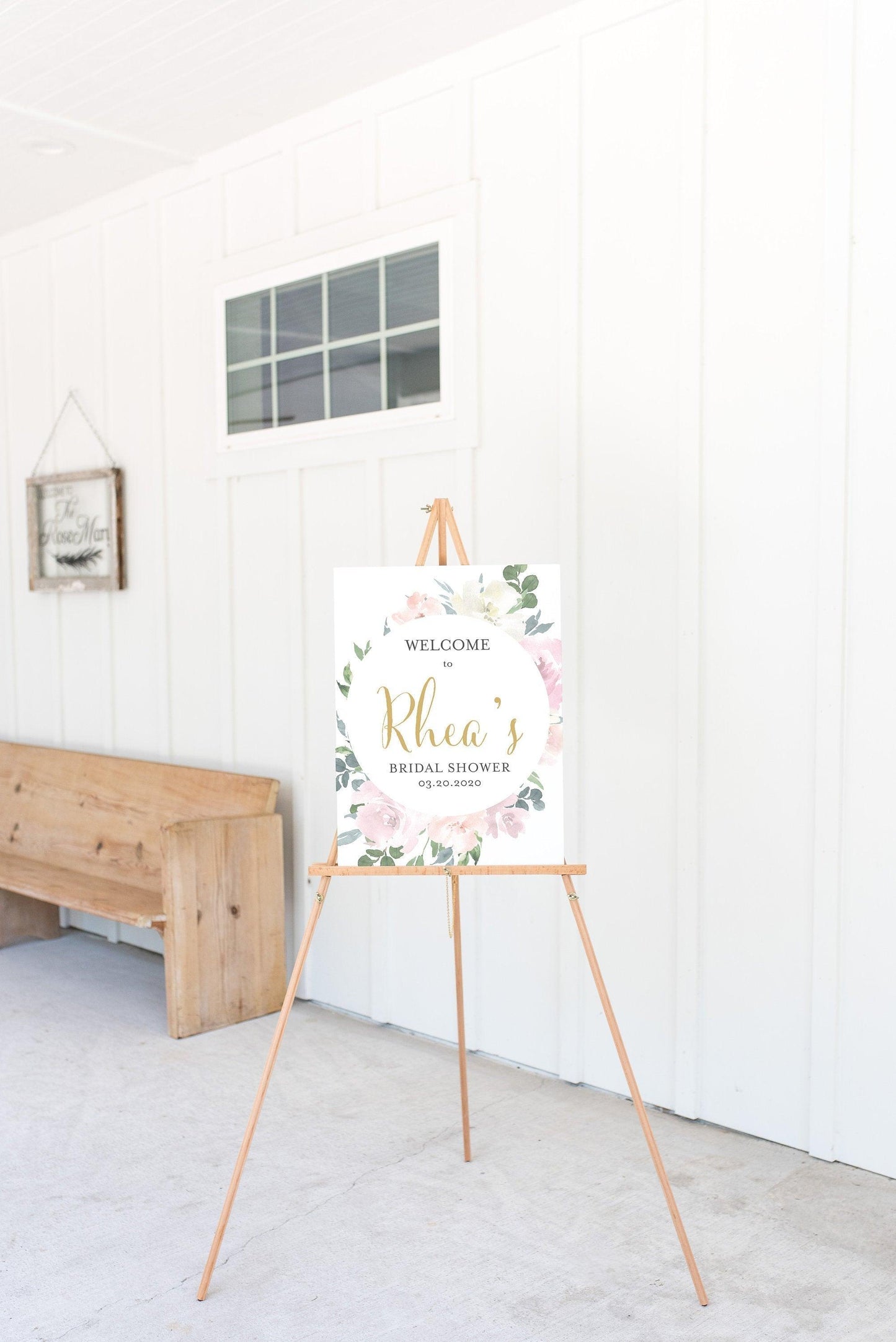 Printable Bridal Shower Welcome Sign Template Editable Instant Download Wedding Décor Blush Dusty Blue - Rhea - SAVVY PAPER CO