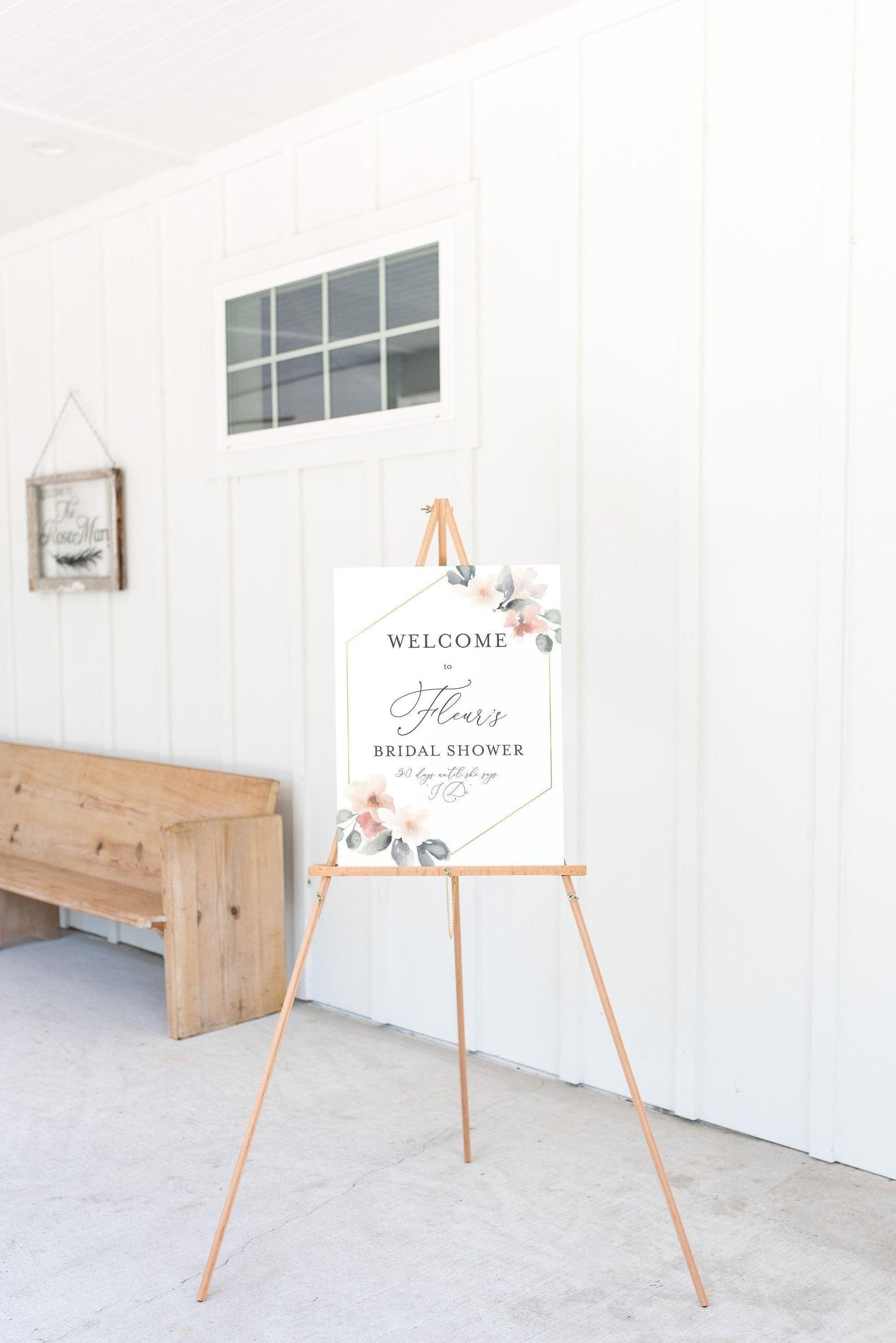 Printable Bridal Shower Welcome Sign Template Editable Instant Download Wedding Décor - Fleur - SAVVY PAPER CO