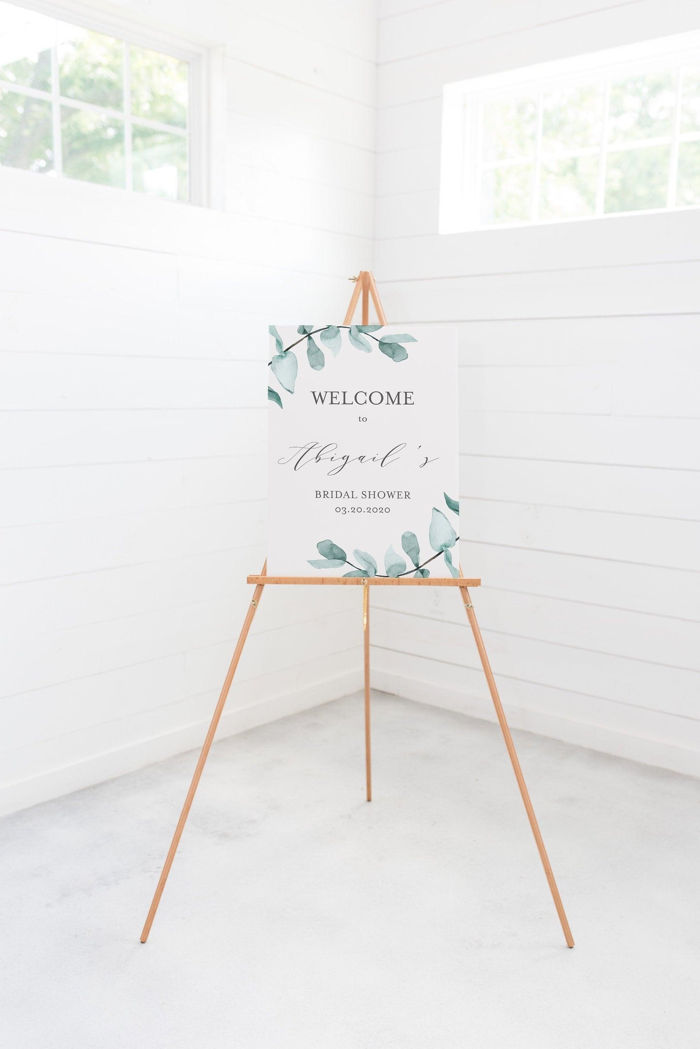 Printable Bridal Shower Welcome Sign Template Editable Instant Download Wedding Décor Greenery - Abi - SAVVY PAPER CO
