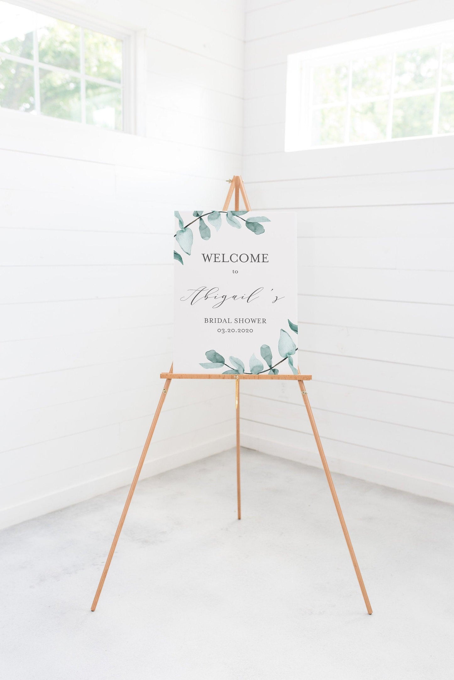 Printable Bridal Shower Welcome Sign Template Editable Instant Download Wedding Décor Greenery - Abi - SAVVY PAPER CO