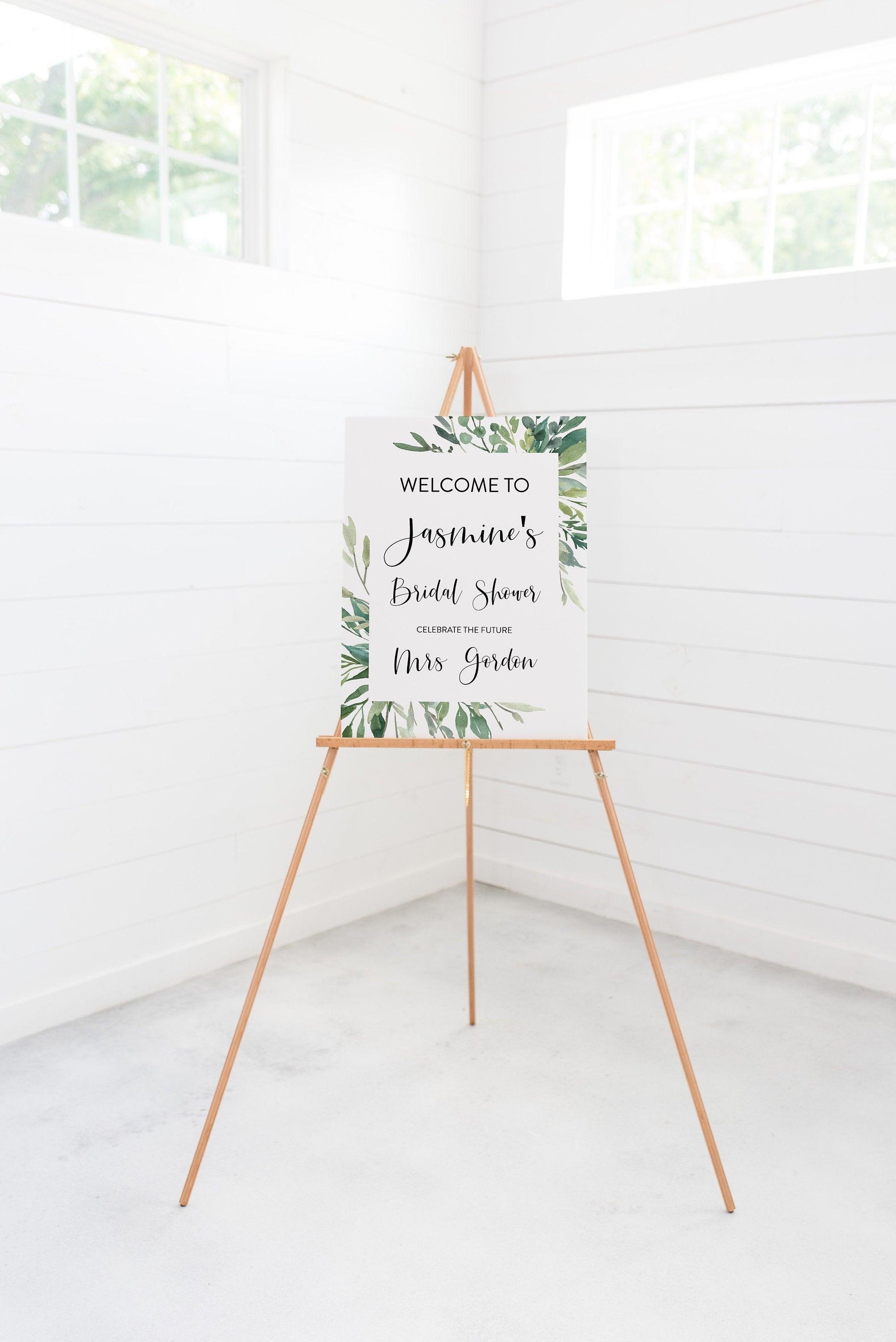 Printable Bridal Shower Welcome Sign Template Editable Instant Download Wedding Décor Greenery - Jasmine - SAVVY PAPER CO