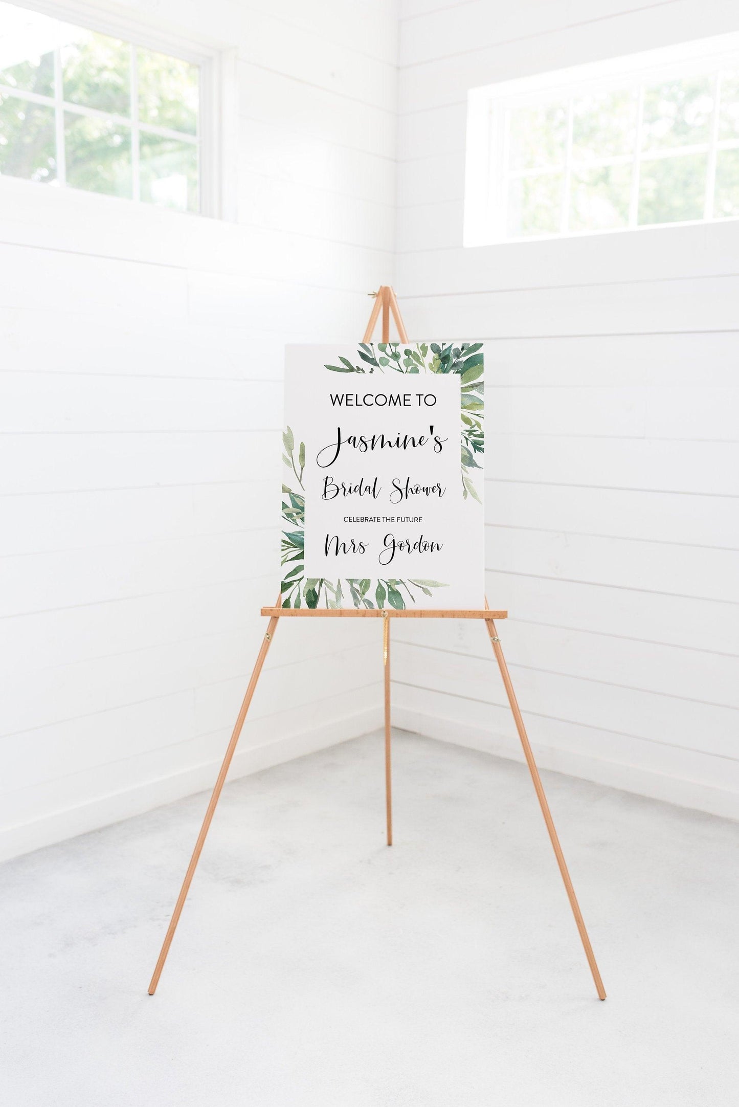 Printable Bridal Shower Welcome Sign Template Editable Instant Download Wedding Décor Greenery - Jasmine - SAVVY PAPER CO