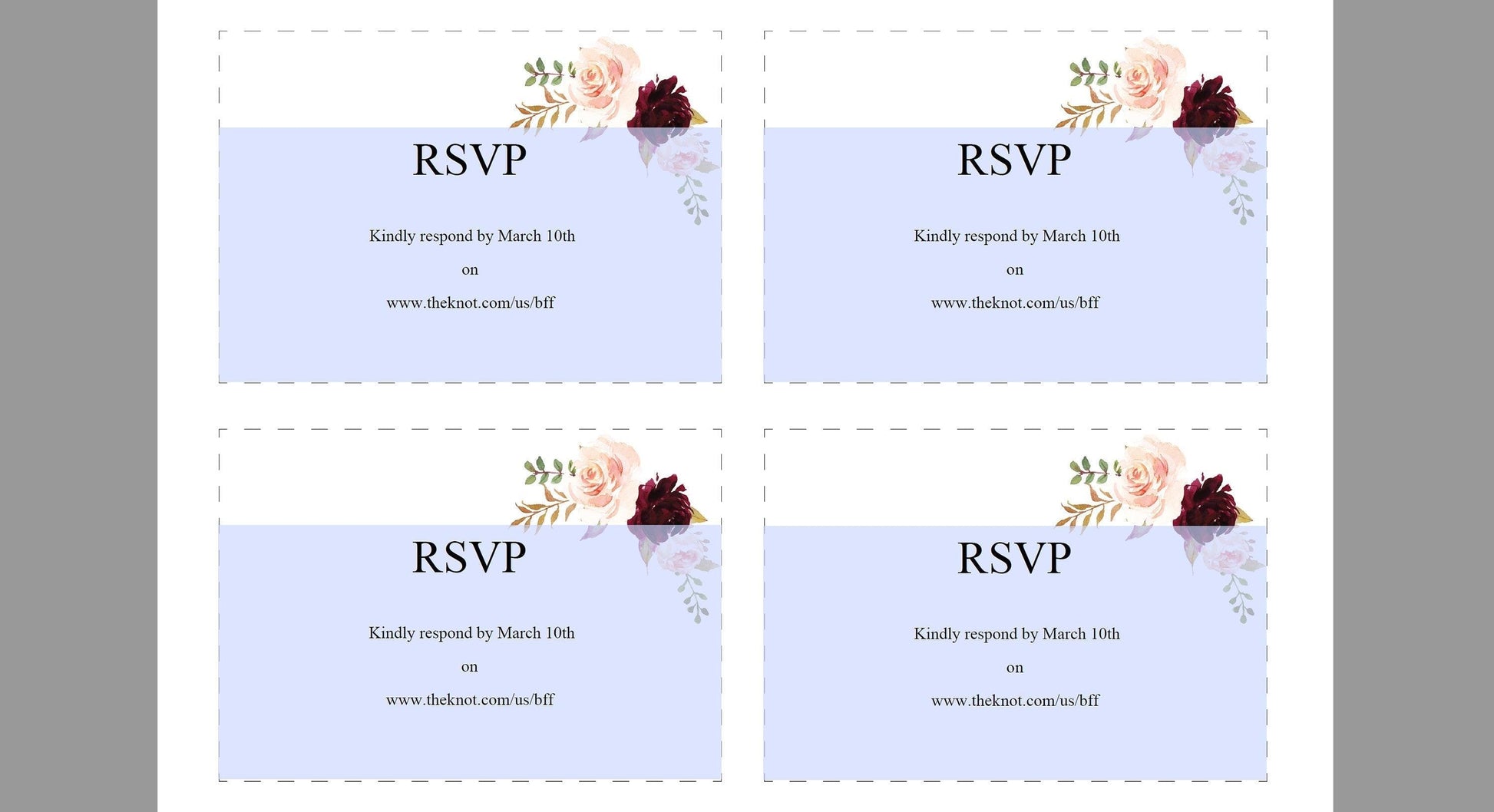 Printable Burgundy Floral Wedding Invitation Set Editable Template, DIY Instant Download Invites, Invitation Suite - Katherine - SAVVY PAPER CO