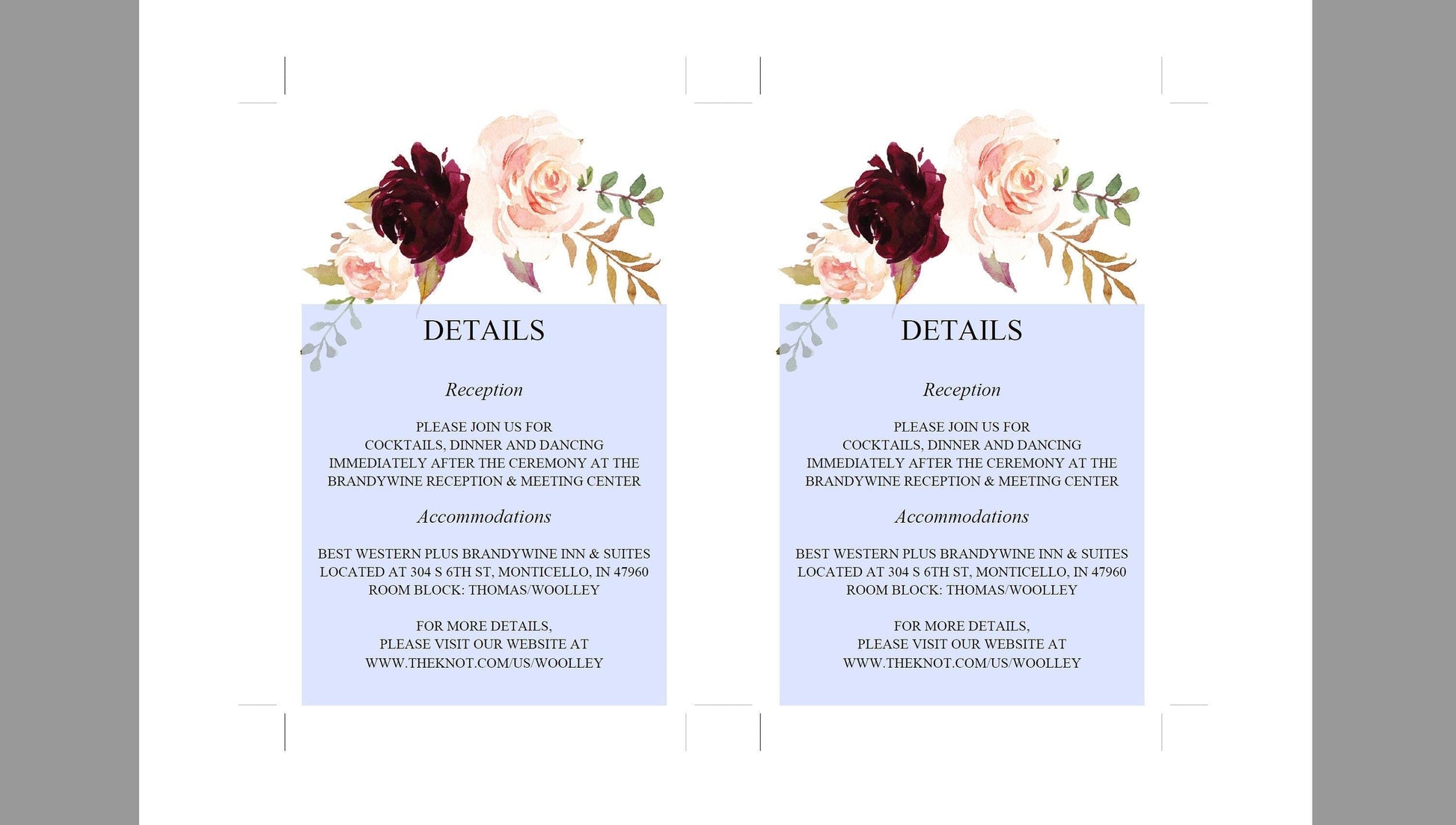 Printable Burgundy Floral Wedding Invitation Set Editable Template, DIY Instant Download Invites, Invitation Suite - Katherine - SAVVY PAPER CO