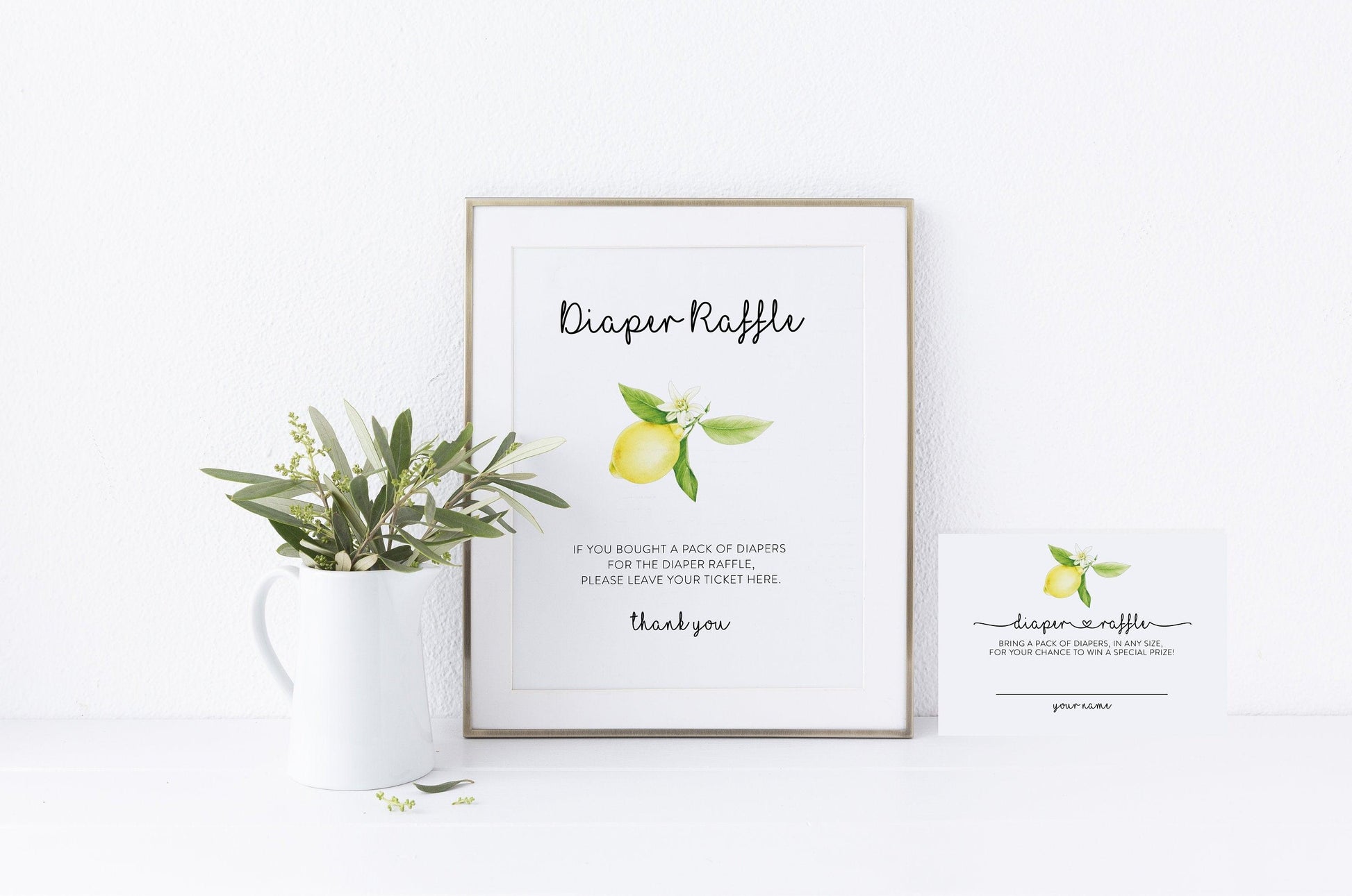 Printable Diaper Raffle Ticket, Lemon Diaper Raffle Insert, Diaper Raffle Invitation, Diaper Raffle Game Template, Baby Shower - Ariel - SAVVY PAPER CO