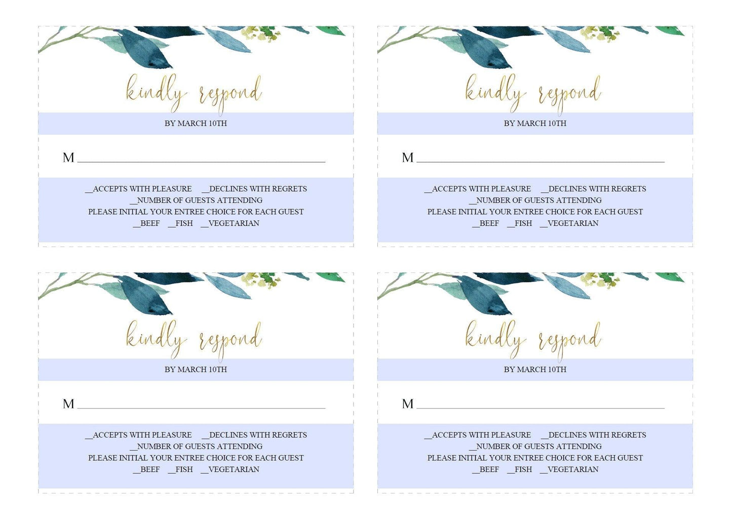 Printable Dusty Blue Wedding Invitation Set Editable Template, DIY Instant Download Invites, Invitation Suite- Elaine - SAVVY PAPER CO