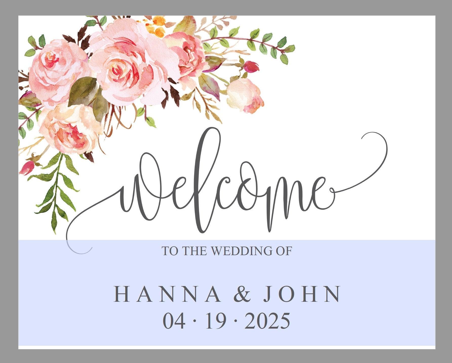 Printable Floral Blush Wedding Welcome Sign Editable Template Instant Download -HANNA - SAVVY PAPER CO