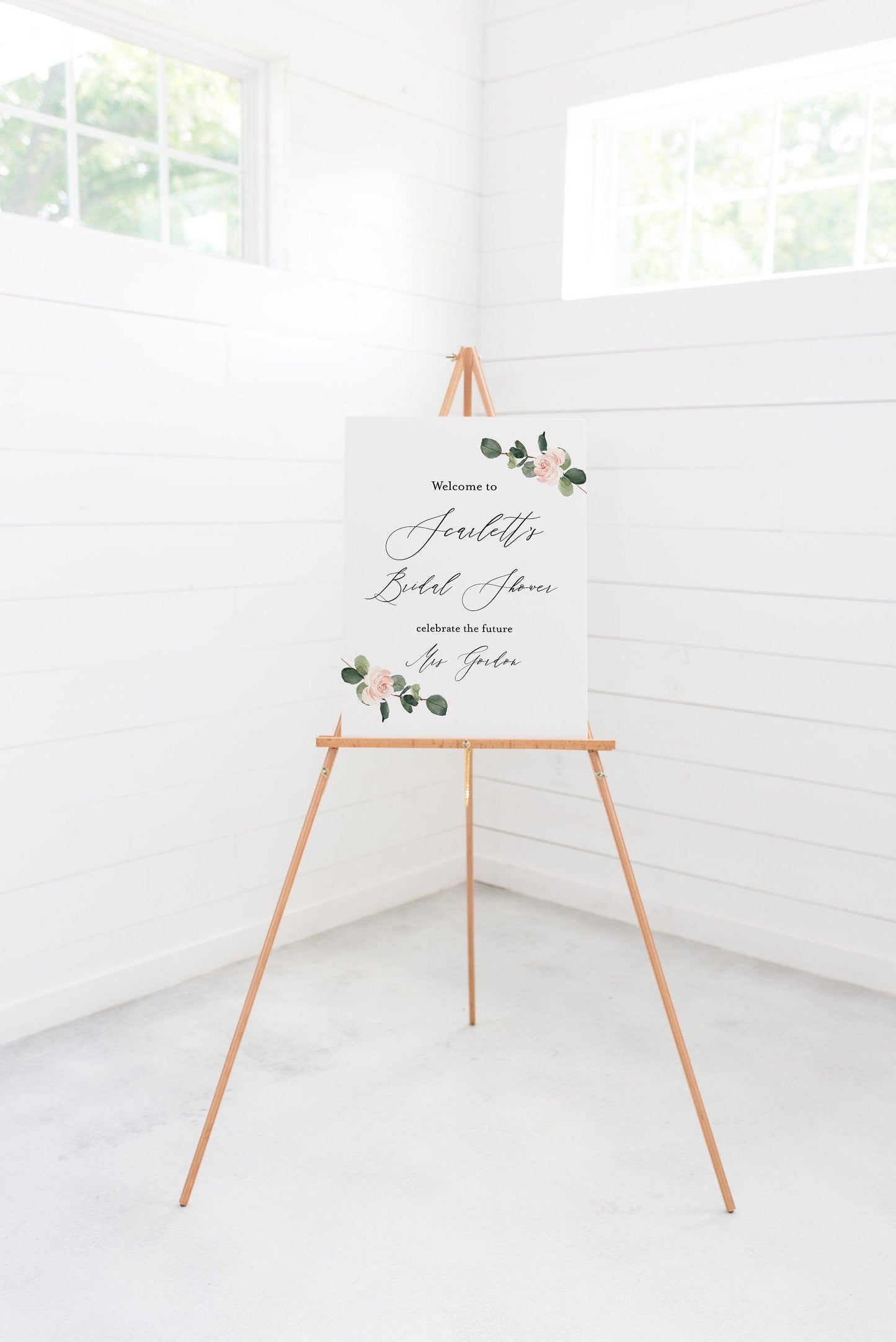 Printable Floral Bridal Shower Welcome Sign Template Editable Instant Download Wedding Décor Greenery - Scarlett - SAVVY PAPER CO