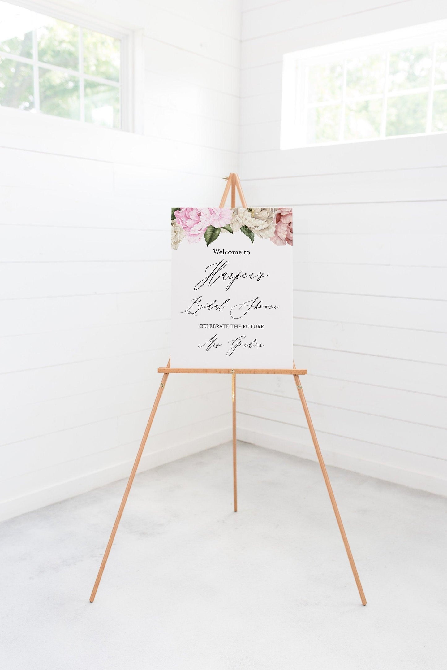 Printable Floral Bridal Shower Welcome Sign Template Editable Instant Download Wedding Décor - Harper - SAVVY PAPER CO