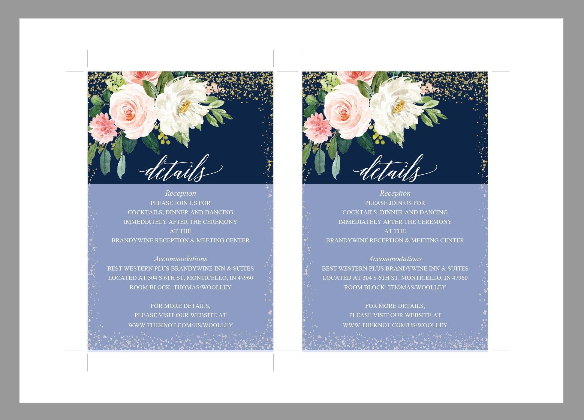 Printable Floral Navy Blue Wedding Invitation Set Editable Template, DIY Instant Download Invites, Invitation Suite PDF - Eloise - SAVVY PAPER CO