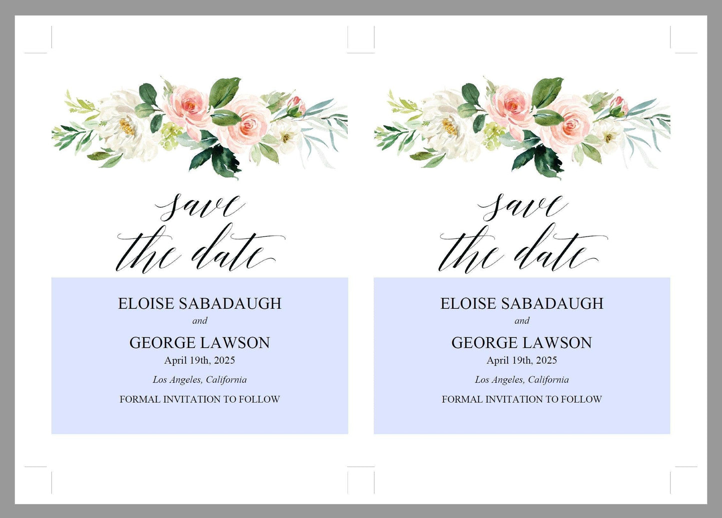 Printable Floral Save-the-Date Template, Engagement Invite, PDF Instant Download, Greenery, Wedding Announcement - Eloise - SAVVY PAPER CO