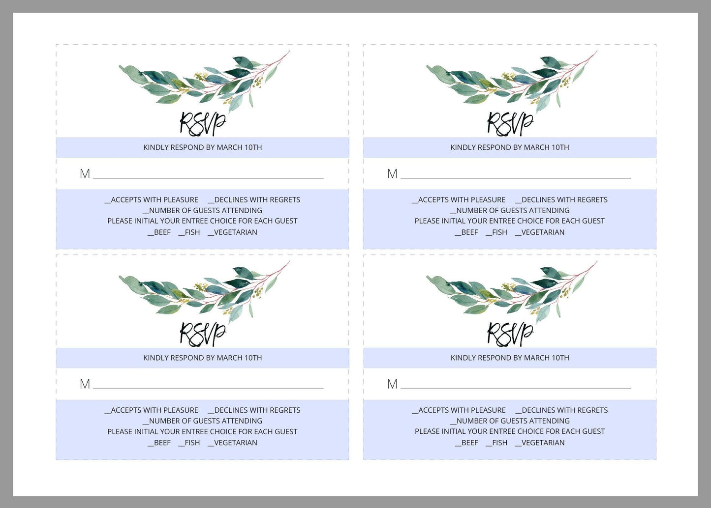 Printable Greenery Rustic Wedding Invitation Set Editable Template, DIY Instant Download Invites, Invitation Suite- Anna - SAVVY PAPER CO