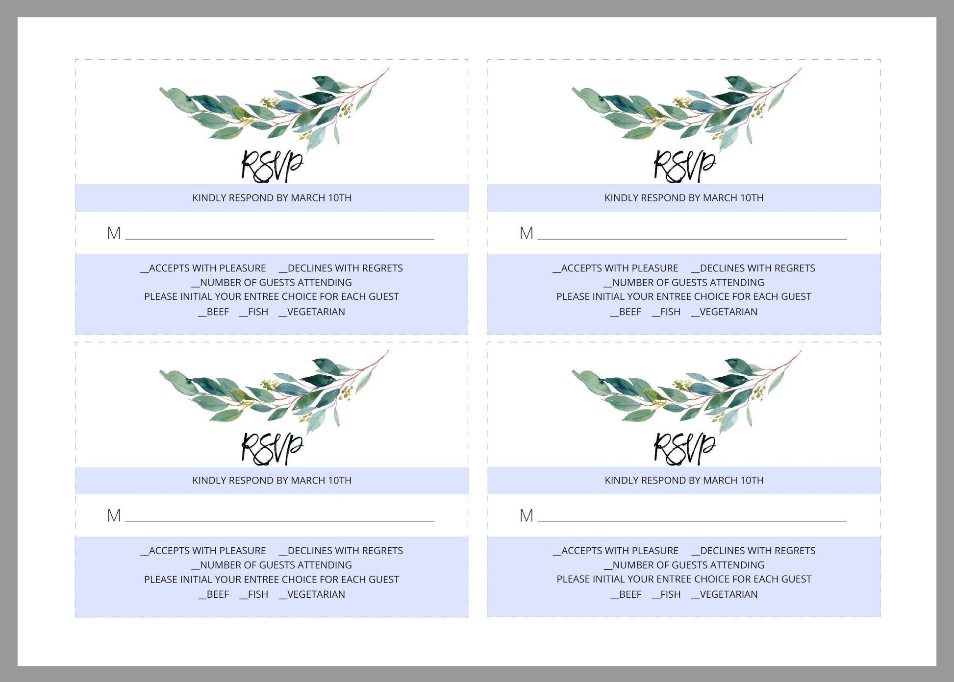 Printable Greenery Rustic Wedding Invitation Set Editable Template, DIY Instant Download Invites, Invitation Suite- Anna - SAVVY PAPER CO