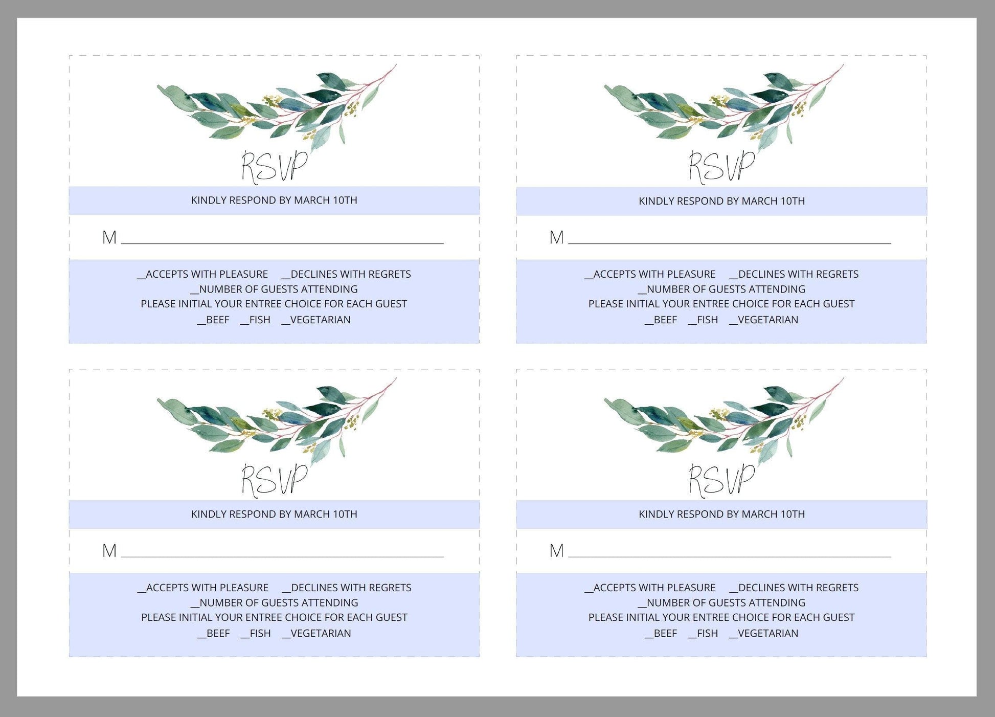 Printable Greenery Rustic Wedding Invitation Set Editable Template, DIY Instant Download Invites, Invitation Suite- Anna - SAVVY PAPER CO