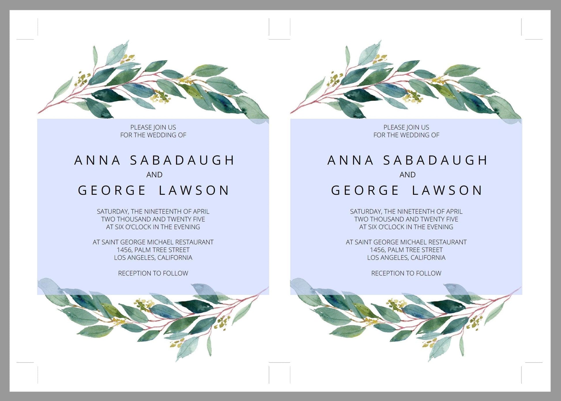 Printable Greenery Rustic Wedding Invitation Set Editable Template, DIY Instant Download Invites, Invitation Suite- Anna - SAVVY PAPER CO