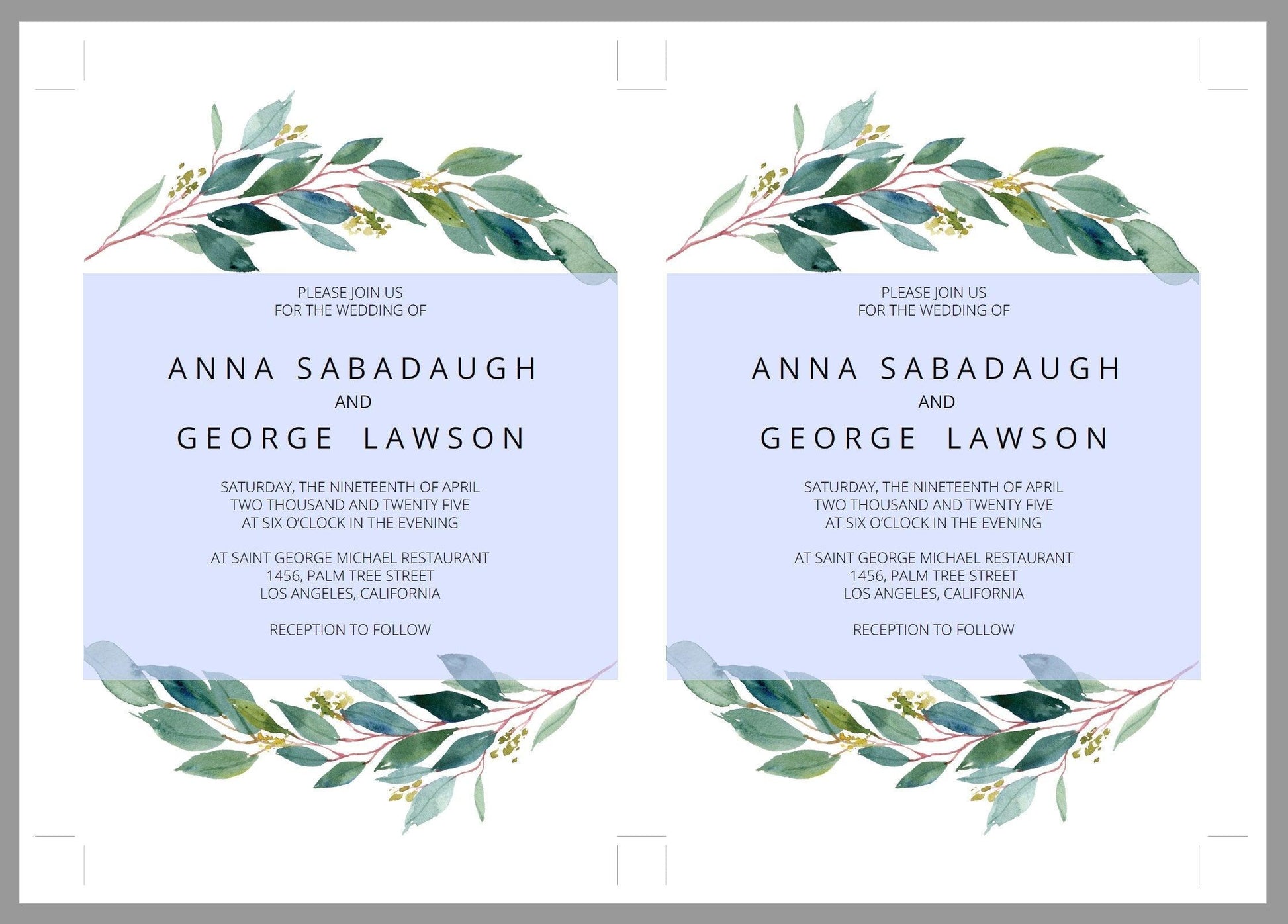 Printable Greenery Rustic Wedding Invitation Set Editable Template, DIY Instant Download Invites, Invitation Suite- Anna - SAVVY PAPER CO