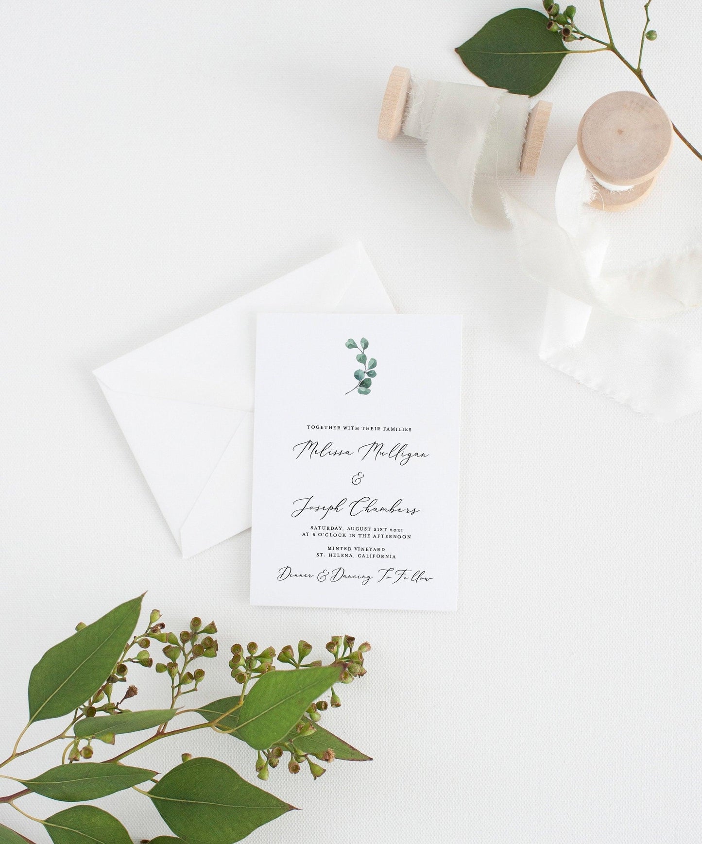 Printable Greenery Wedding Invitation Template Instant Download Templett Editable - Aisha - SAVVY PAPER CO