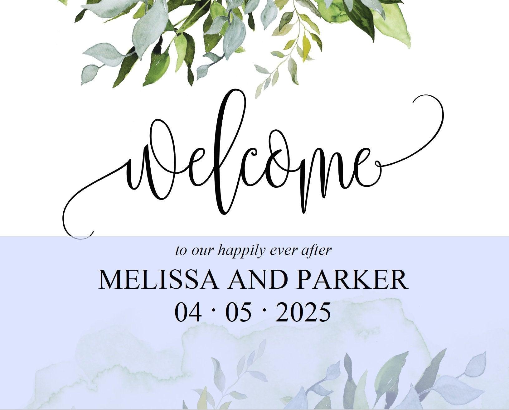Printable Greenery Wedding Welcome Sign Editable Template Instant Download -MELISSA - SAVVY PAPER CO