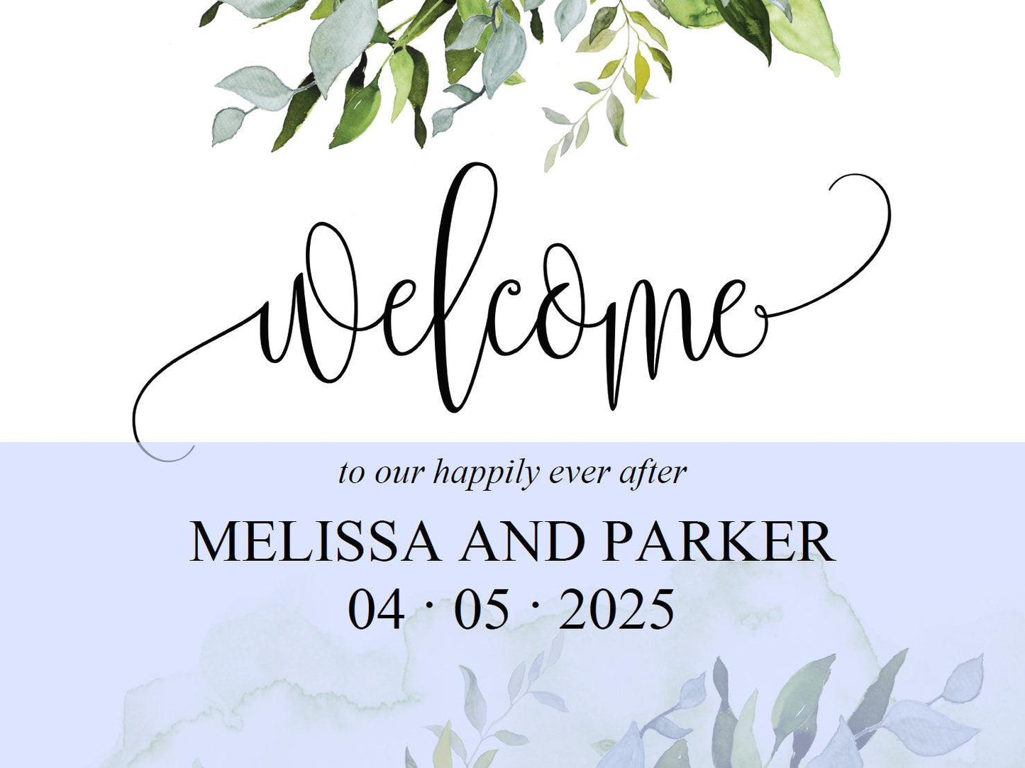 Printable Greenery Wedding Welcome Sign Editable Template Instant Download -MELISSA - SAVVY PAPER CO