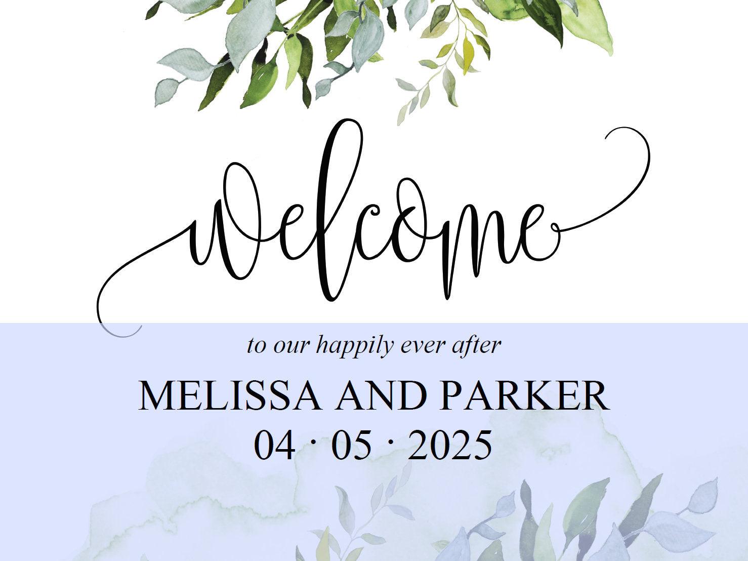 Printable Greenery Wedding Welcome Sign Editable Template Instant Download -MELISSA - SAVVY PAPER CO