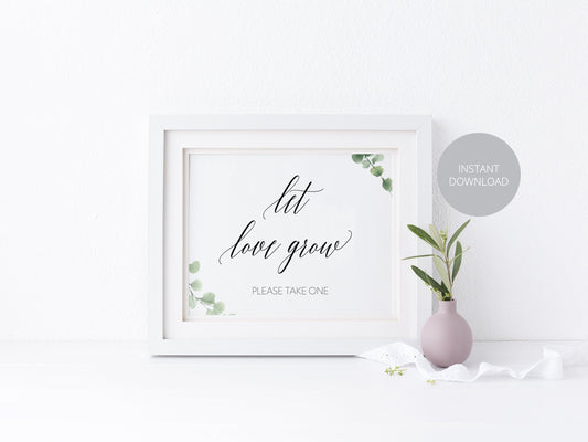 Printable Let Love Grow Sign, Wedding Favor Sign,Wedding Favors,Wedding Sign,Please Take One,Wedding Printable, Rustic, Instant Download - SAVVY PAPER CO