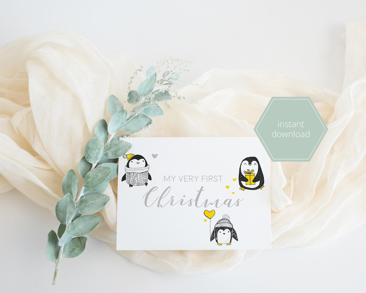 Printable My Very First Christmas | Baby Milestone Card | First Christmas Baby | 1st Christmas | Photo Prop | Baby Selfie Card - SAVVY PAPER CO