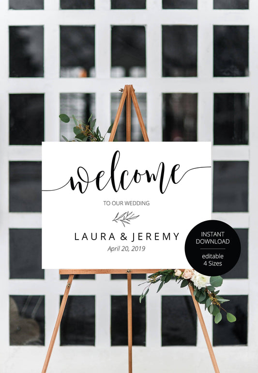 Printable Rustic Minimal Wedding Welcome Sign Editable Template Instant Download- HANNAH - SAVVY PAPER CO