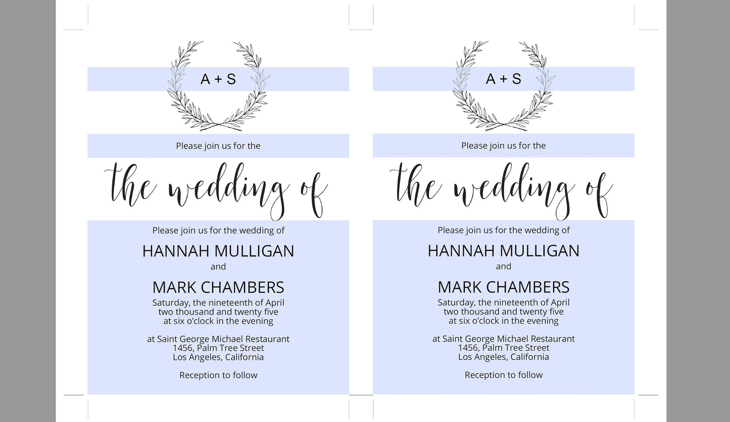 Printable Rustic Wedding Invitation Set Editable Template, DIY Instant Download Invites, Invitation Suite - Hannah - SAVVY PAPER CO