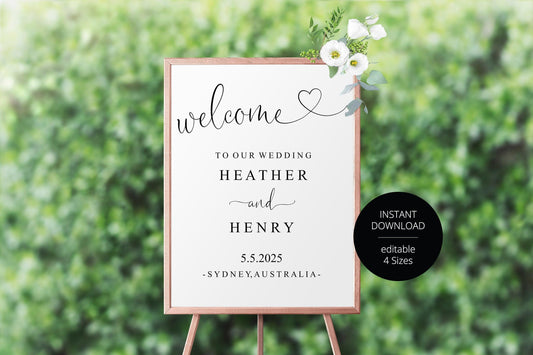 Printable Rustic Wedding Welcome Sign Editable Template Instant Download- HEATHER - SAVVY PAPER CO