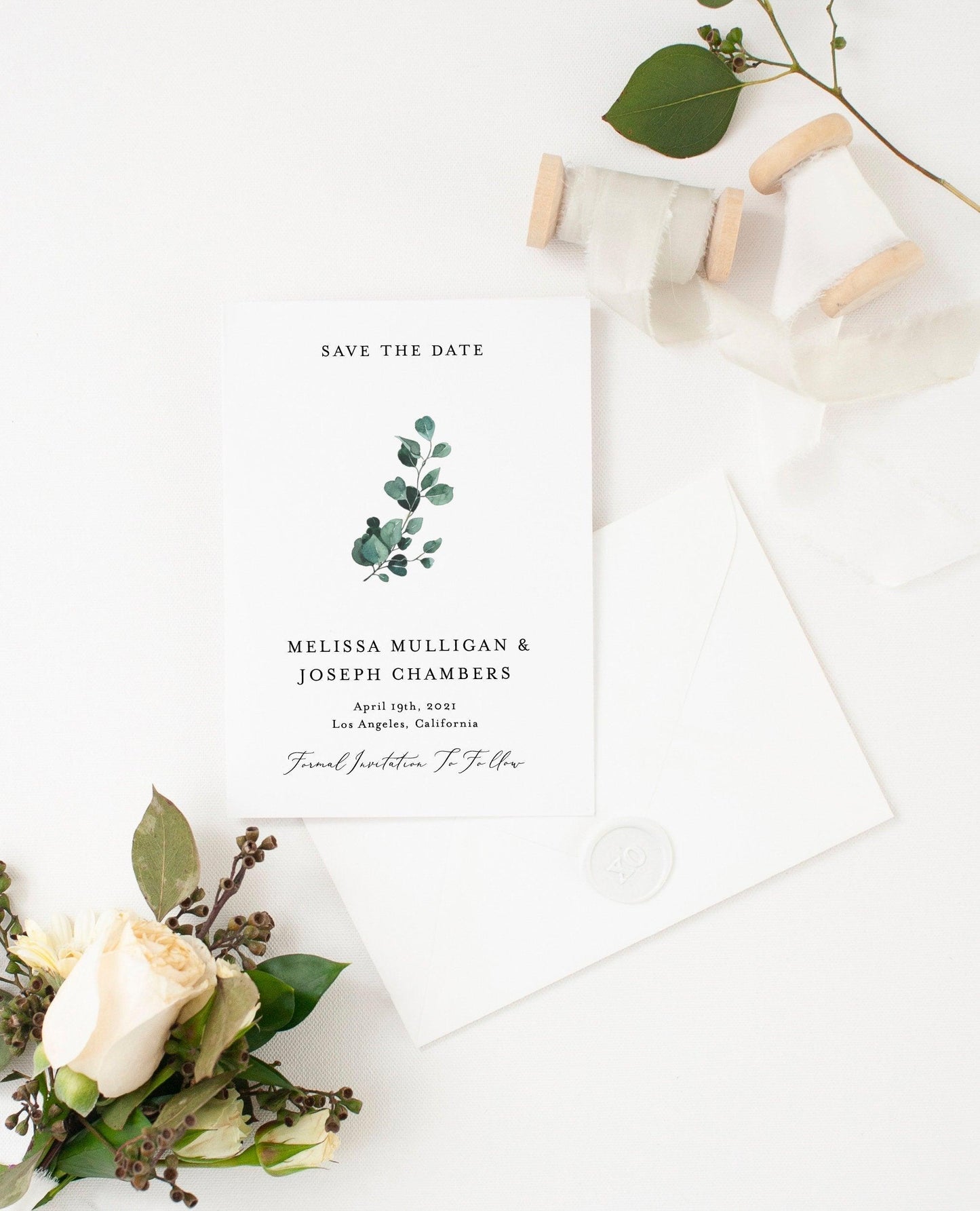 Printable Save-the-Date Template, Engagement Invite, 100% editable text, Greenery Wedding Templett - Aisha - SAVVY PAPER CO