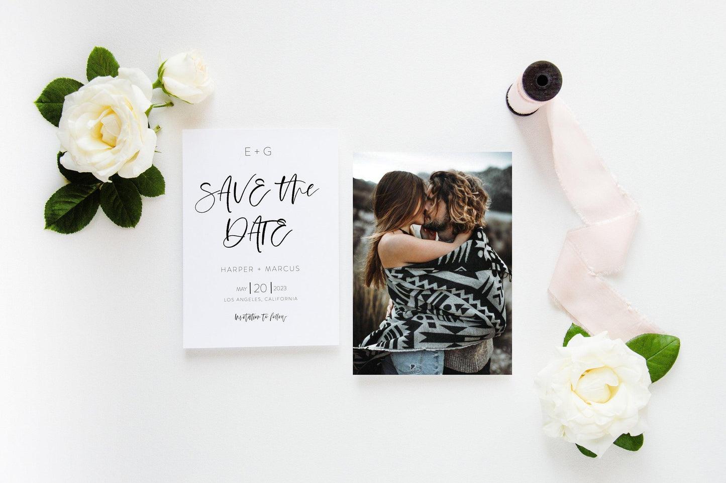 Printable Save-the-Date Template, Engagement Invite, 100% editable text, Minimal Wedding Templett - Eileen - SAVVY PAPER CO