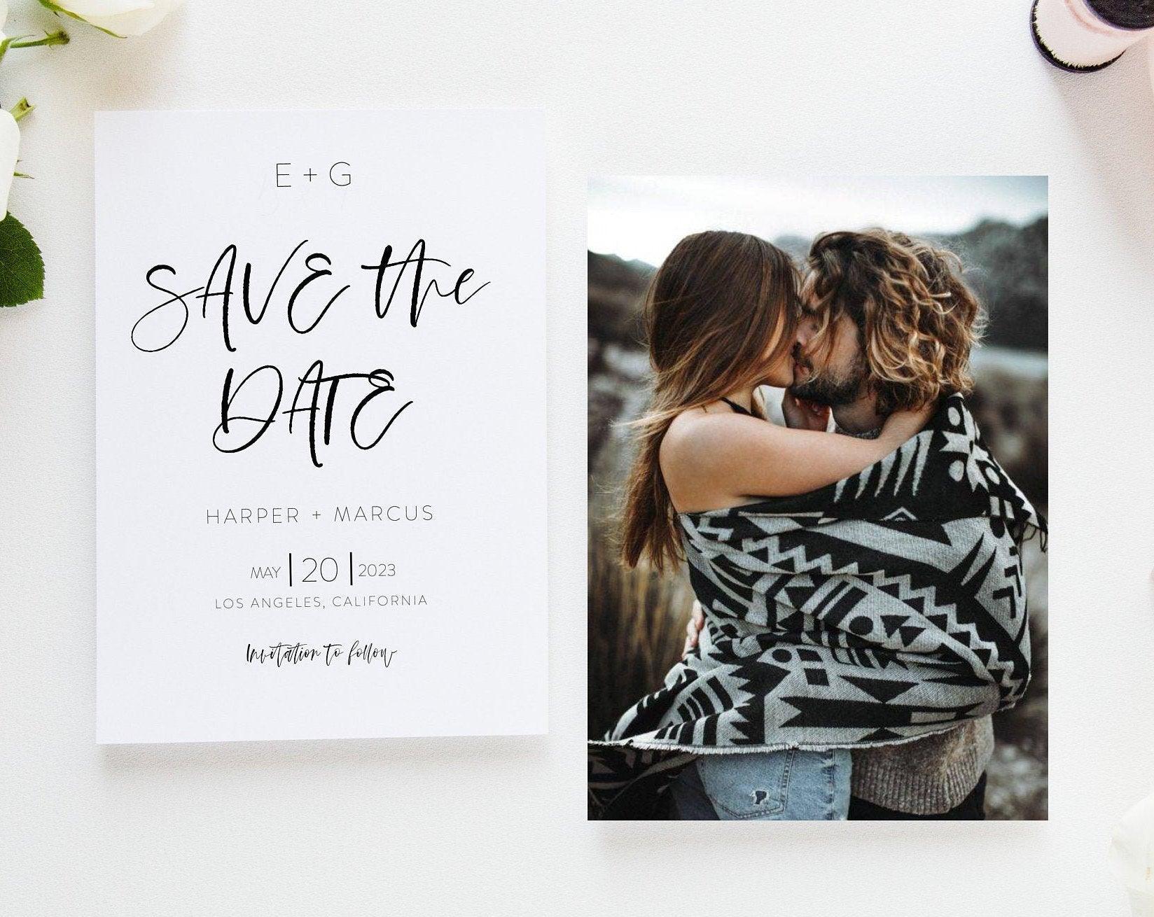Printable Save-the-Date Template, Engagement Invite, 100% editable text, Minimal Wedding Templett - Eileen - SAVVY PAPER CO
