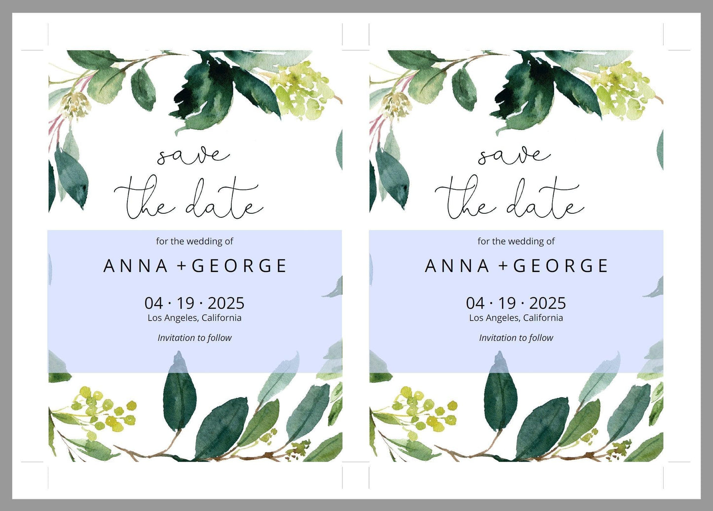 Printable Save-the-Date Template, Engagement Invite, PDF Instant Download, Greenery, Wedding Announcement, Calligraphy - Anna - SAVVY PAPER CO