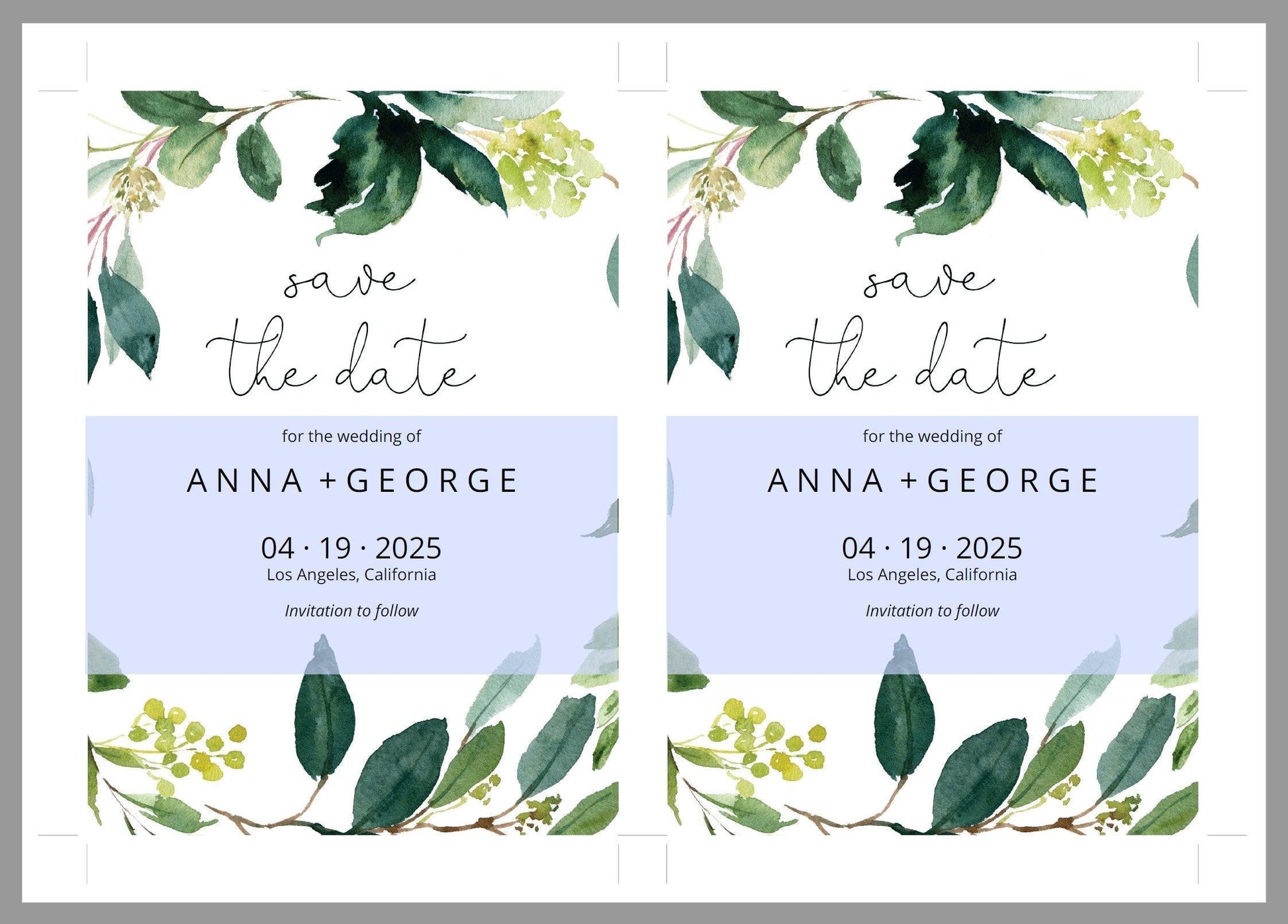 Printable Save-the-Date Template, Engagement Invite, PDF Instant Download, Greenery, Wedding Announcement, Calligraphy - Anna - SAVVY PAPER CO