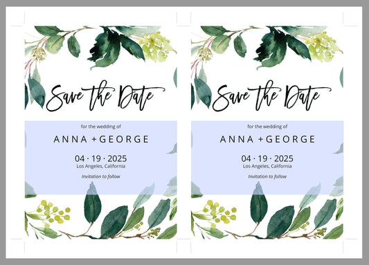 Printable Save-the-Date Template, Engagement Invite, PDF Instant Download, Greenery, Wedding Announcement, Calligraphy - Anna - SAVVY PAPER CO