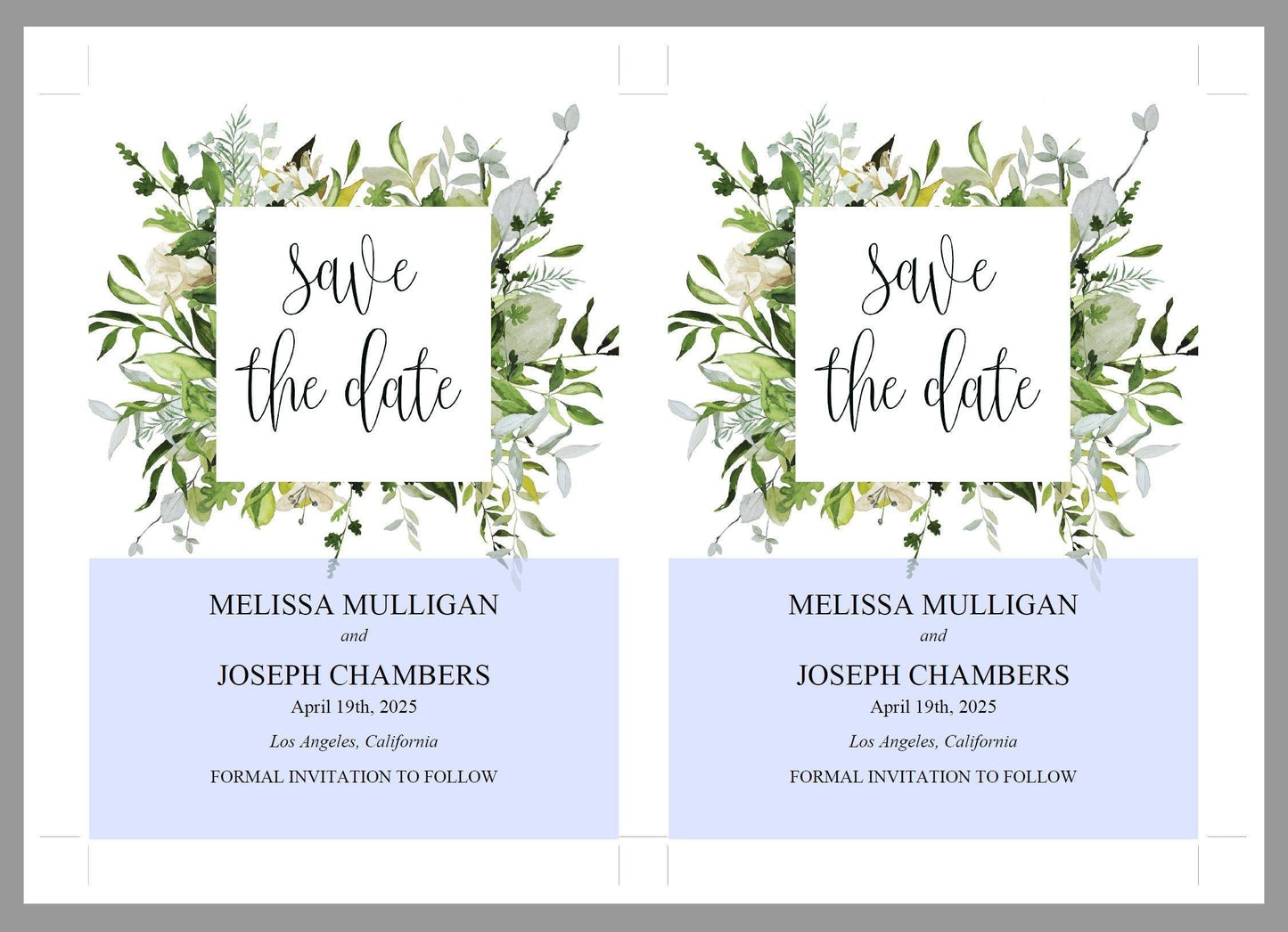 Printable Save-the-Date Template, Engagement Invite, PDF Instant Download, Greenery, Wedding Announcement - Melissa - SAVVY PAPER CO