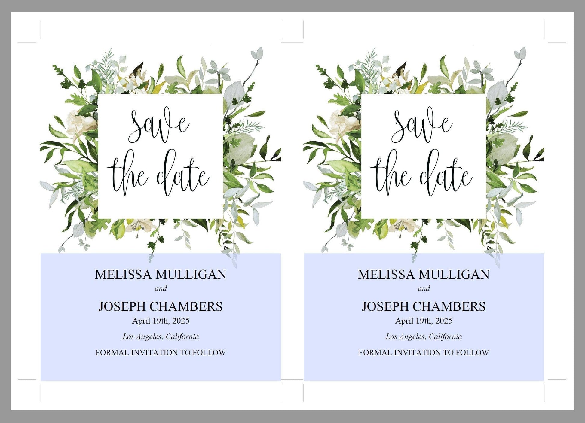 Printable Save-the-Date Template, Engagement Invite, PDF Instant Download, Greenery, Wedding Announcement - Melissa - SAVVY PAPER CO