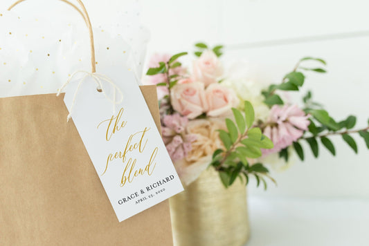 Printable Thank You Tags Template Wedding Bridal Shower Instant Download, Gold, the Perfect Blend, 100% Editable- Grace - SAVVY PAPER CO