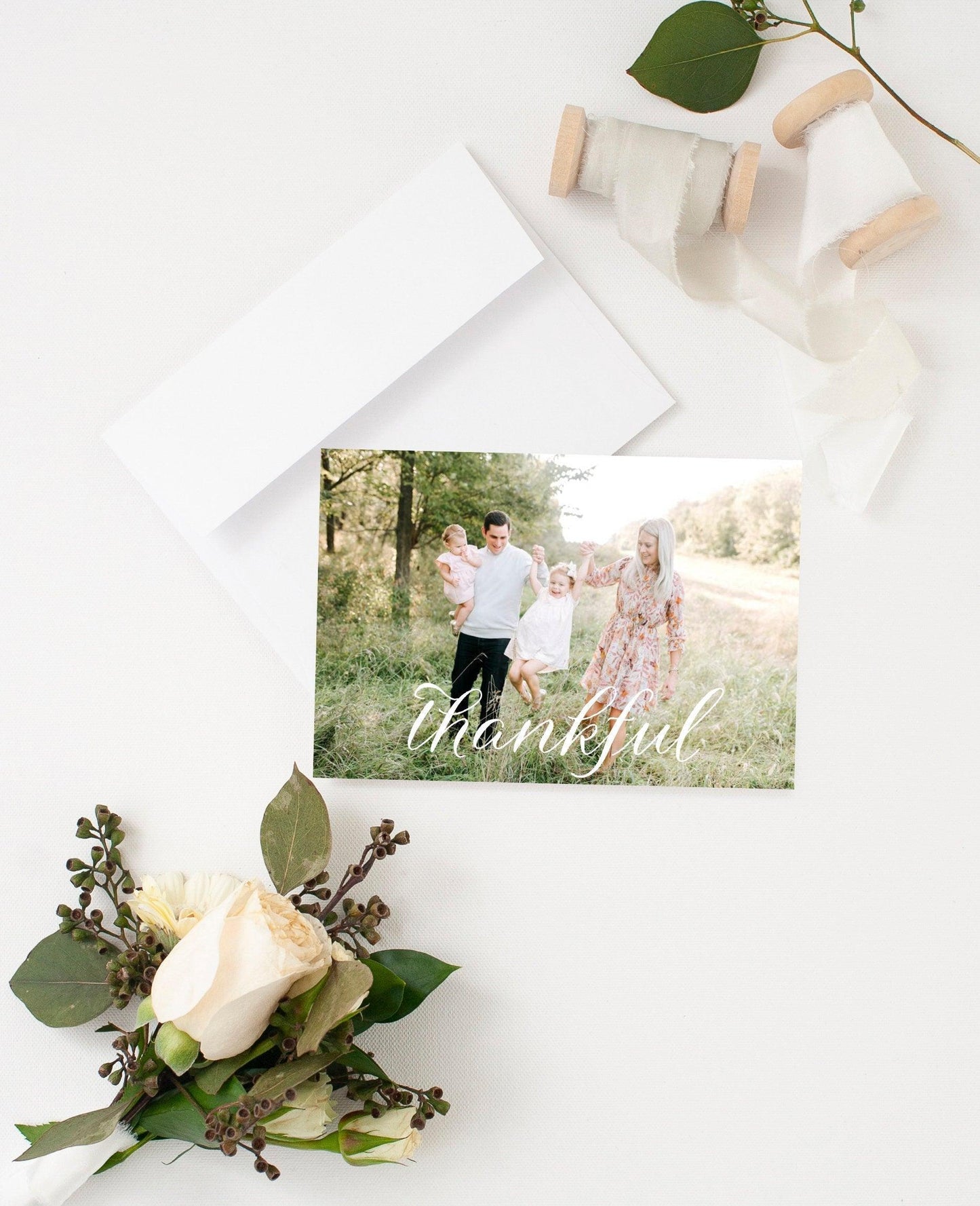 Printable Thanksgiving Card with Photo, Add Own Photo, Thanksgiving Template, Thankful Card, Editable Template, Instant Download - SELENA - SAVVY PAPER CO