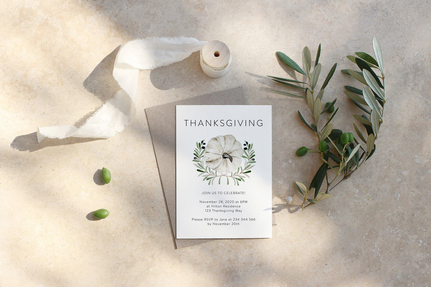 Printable Thanksgiving Dinner Invitation Template, Thanksgiving Invitation ,Friendsgiving Invitation Template, Instant Download - JUNE - SAVVY PAPER CO