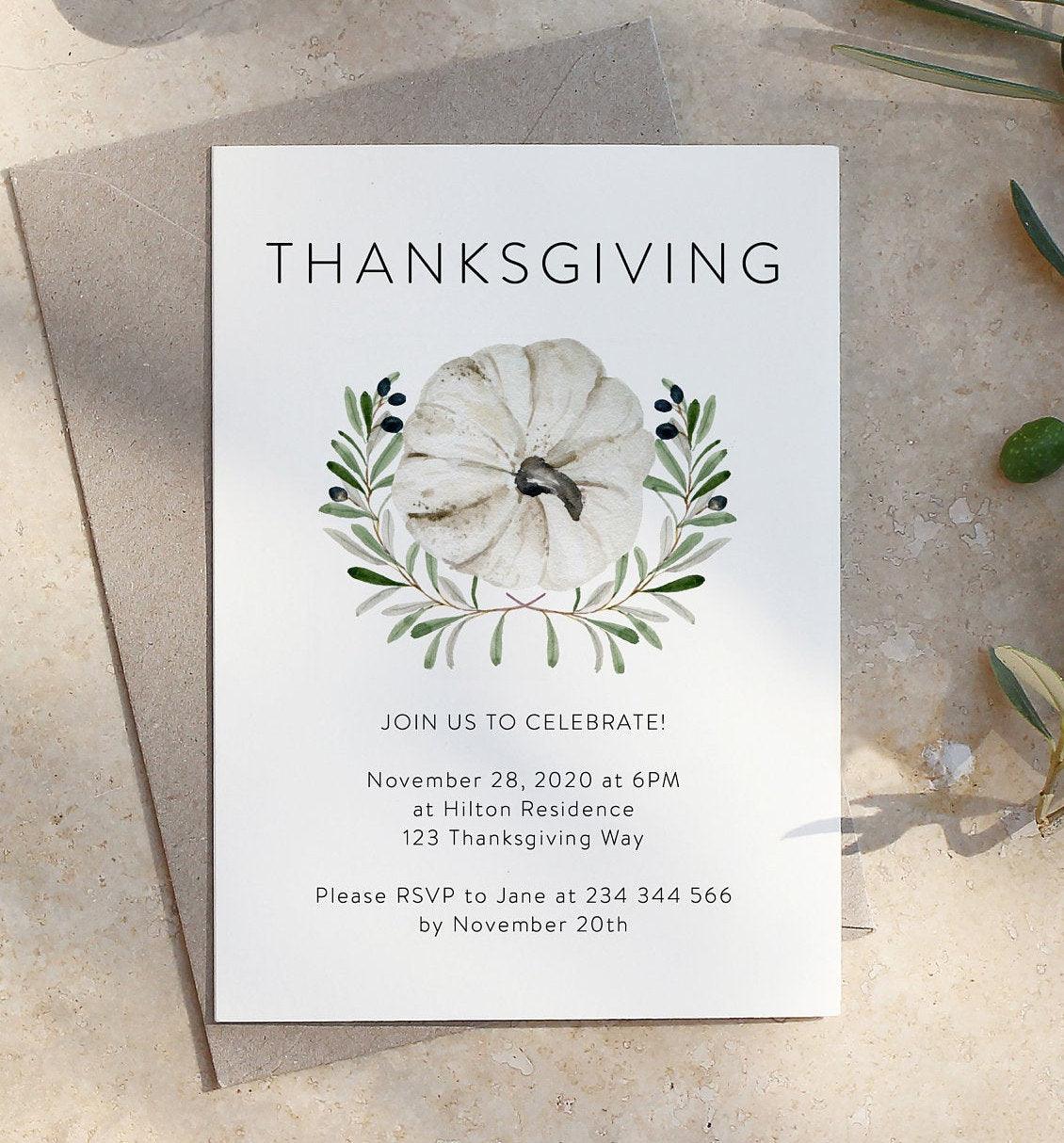 Printable Thanksgiving Dinner Invitation Template, Thanksgiving Invitation ,Friendsgiving Invitation Template, Instant Download - JUNE - SAVVY PAPER CO