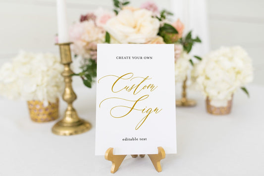 Printable Unlimited Custom Sign Gold Editable Template Instant Download 5x7 and 8x10 - Grace - SAVVY PAPER CO